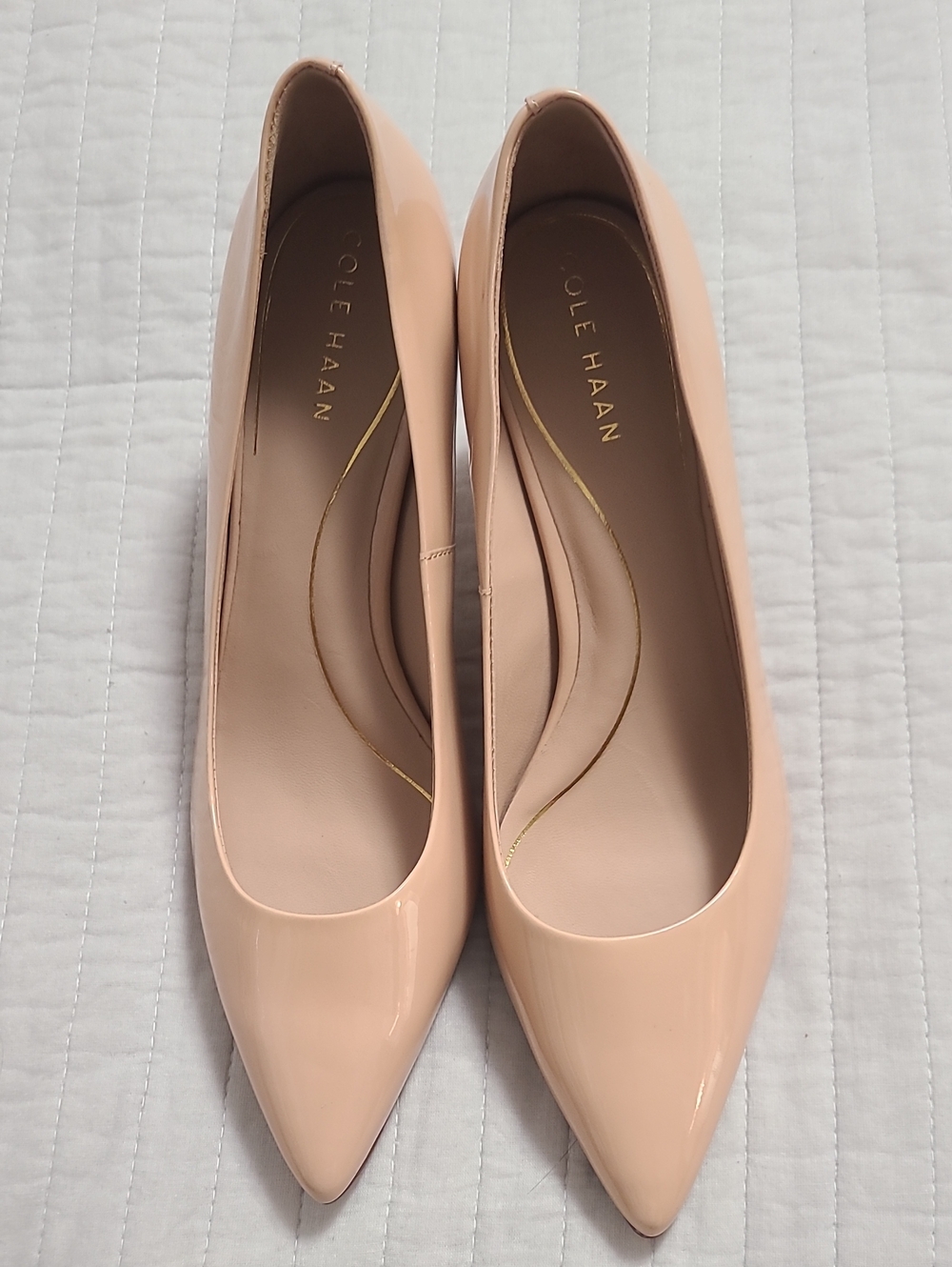 Cole Haan Women's Nude Chic Comfy Classy Leather Patent Beige Dress Heels Sz 10B